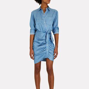 Veronica Beard Sierra Ruched Chambray Shirt Dress size 4